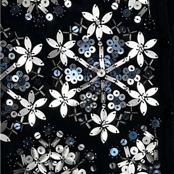 Michael Simon sz. S black snowflake embellished sweater, cardigan, holiday, xmas - Picture 3 of 10